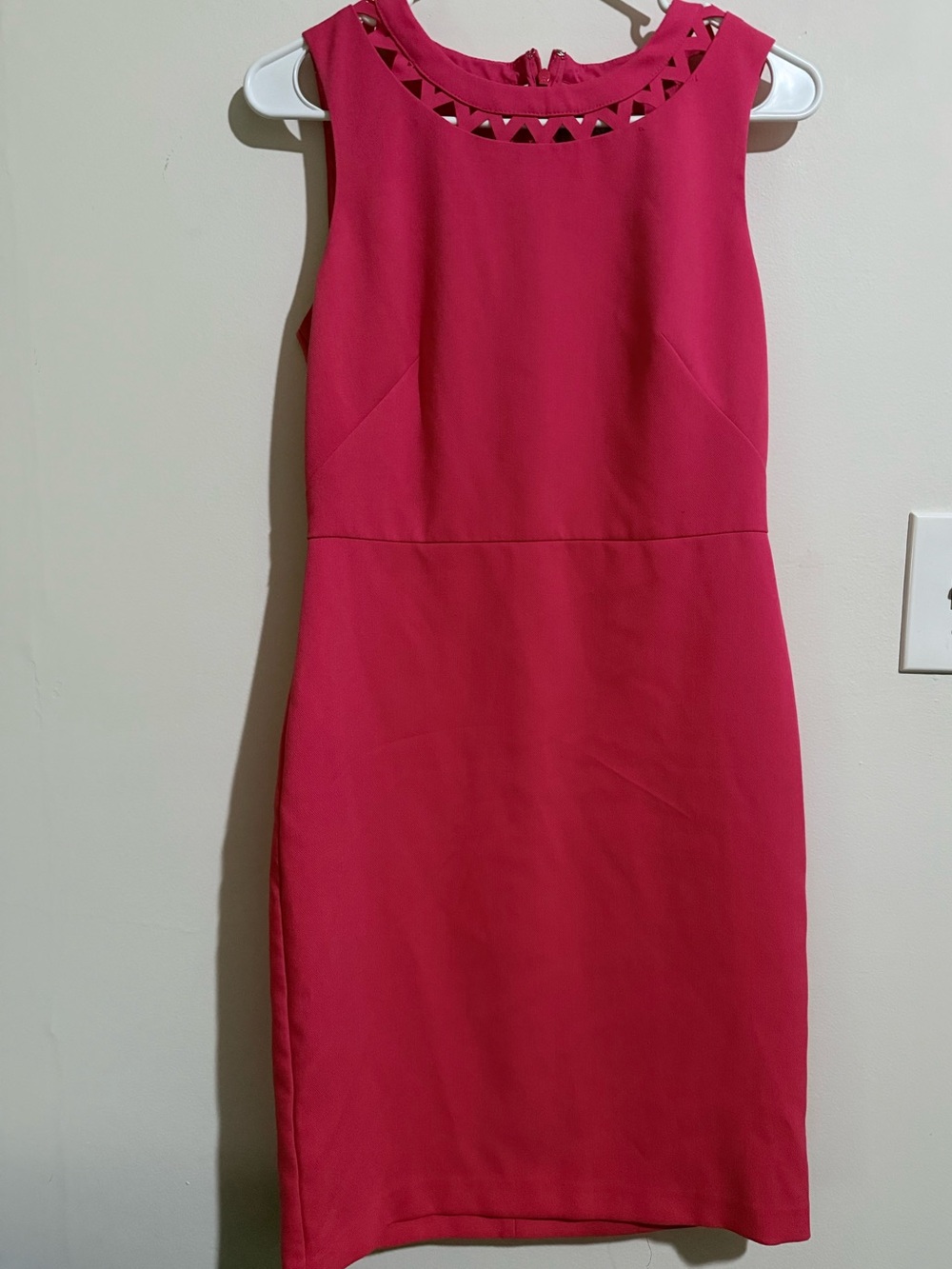 LOFT Sleeveless Hot Pink Sheath Dress with Cutout Trim